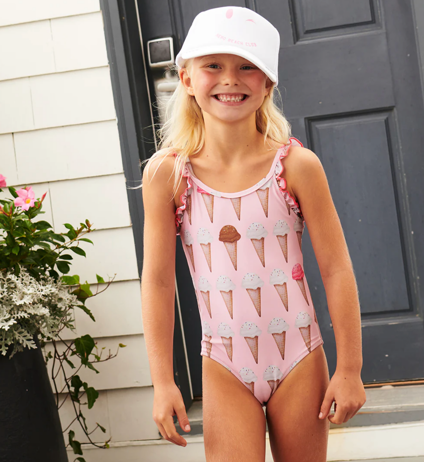 Pink Chicken Claire Suit - Neapolitan Ice Cream Cones