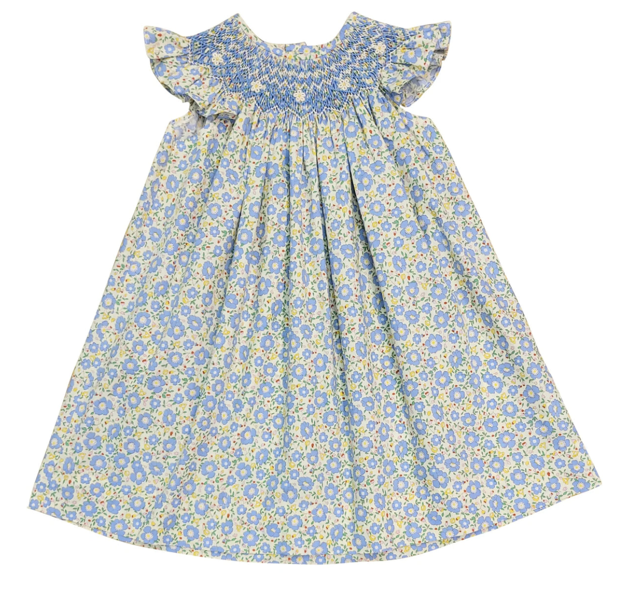 Sweet Dreams Becca Blue and Yellow Smocked Floral Dress