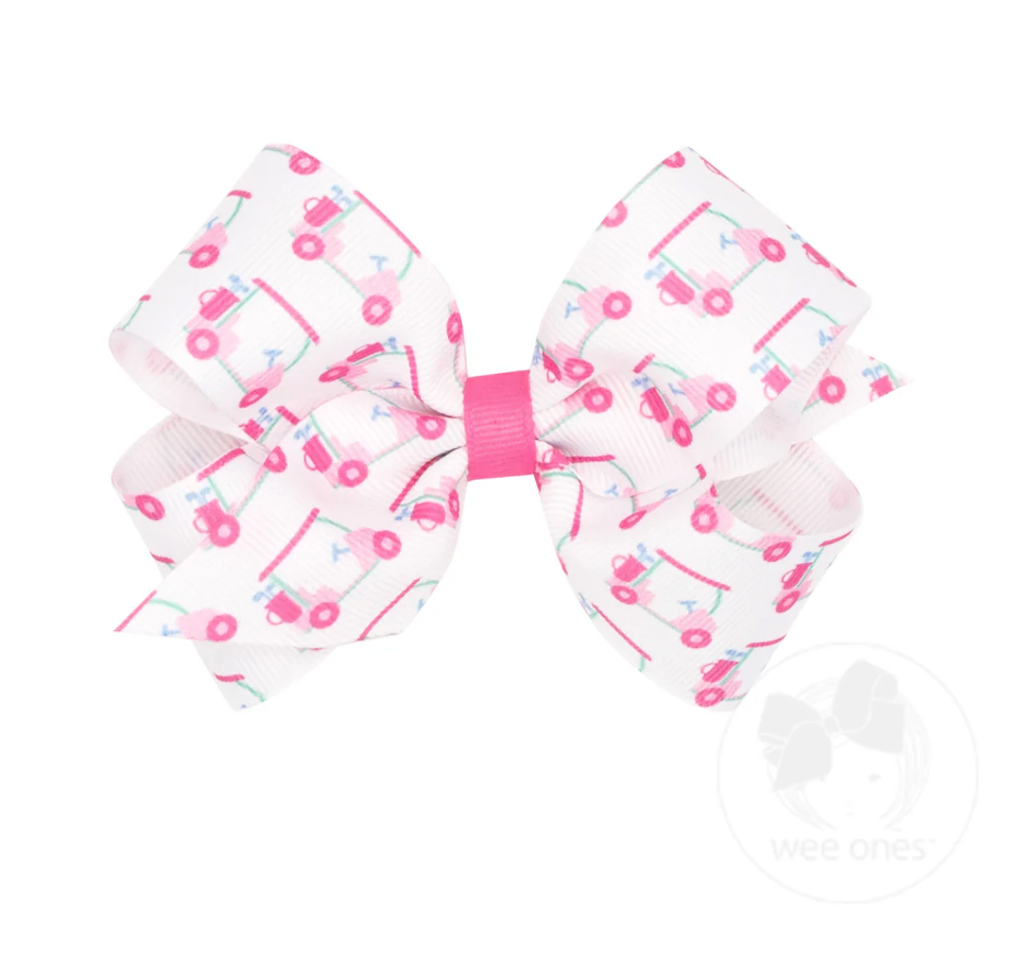 Medium Golf Cart Grosgrain Print Bow