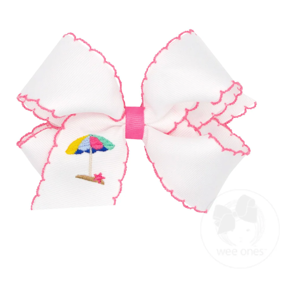 Medium Grosgrain Bow with Umbrella Embroidery
