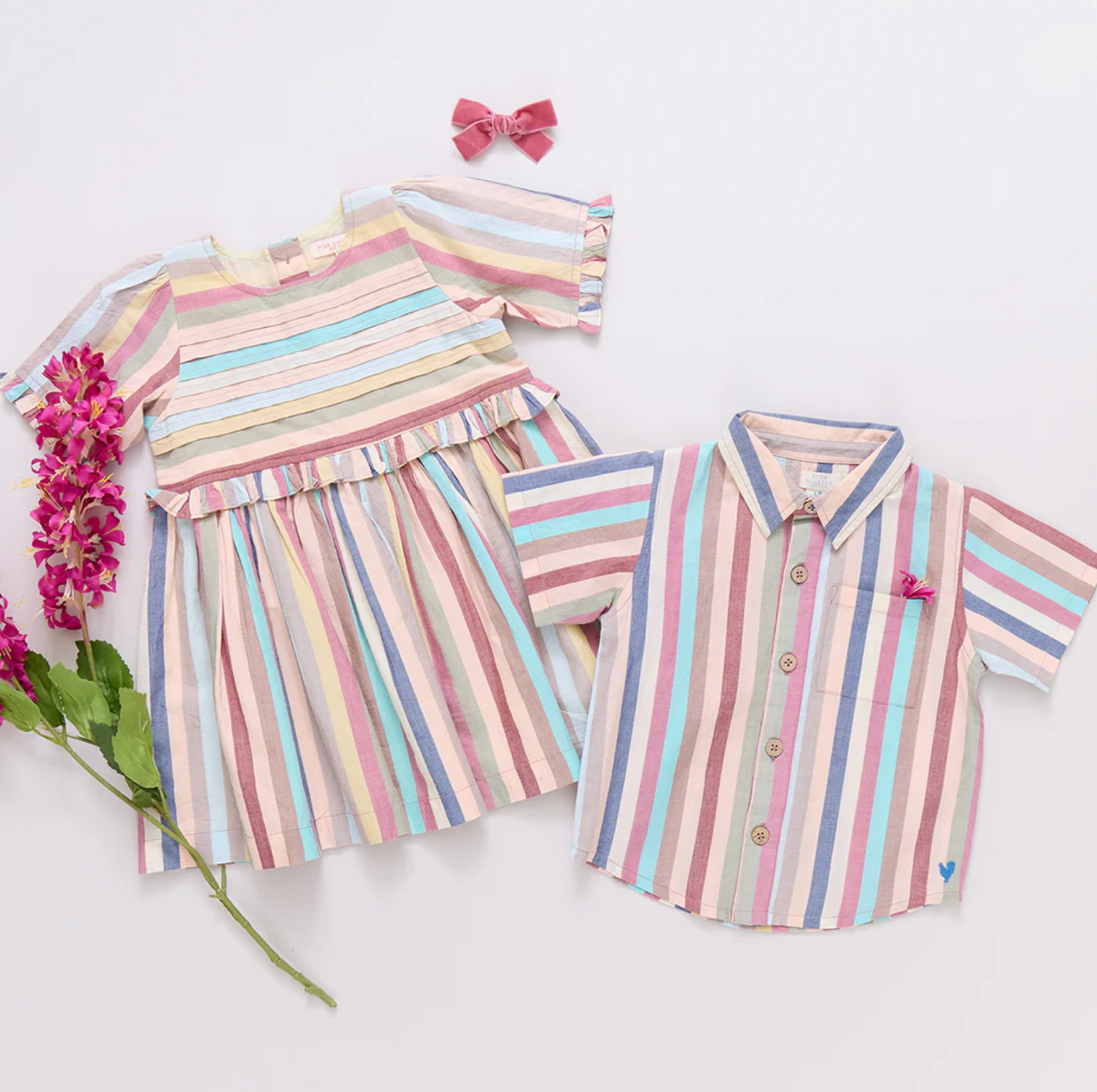Pink Chicken Girls Raquel Dress - Multi Vintage Stripe
