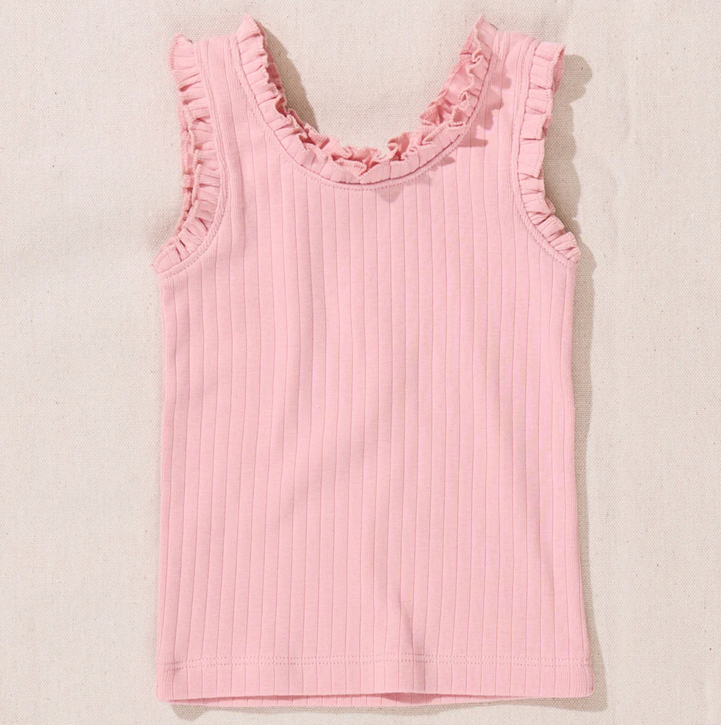 Pink Chicken Joy Ruffle Rib Tank - Pink