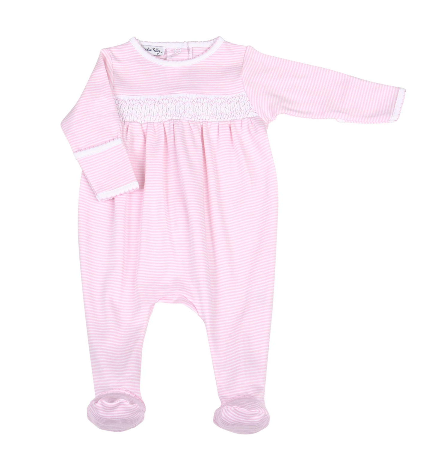 Mini Stripes Smocked Footie - Pink