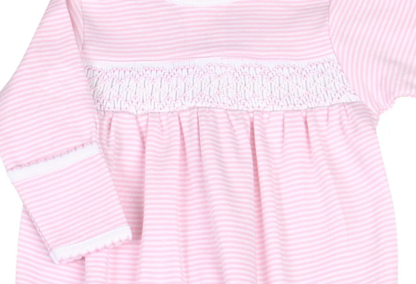 Mini Stripes Smocked Footie - Pink
