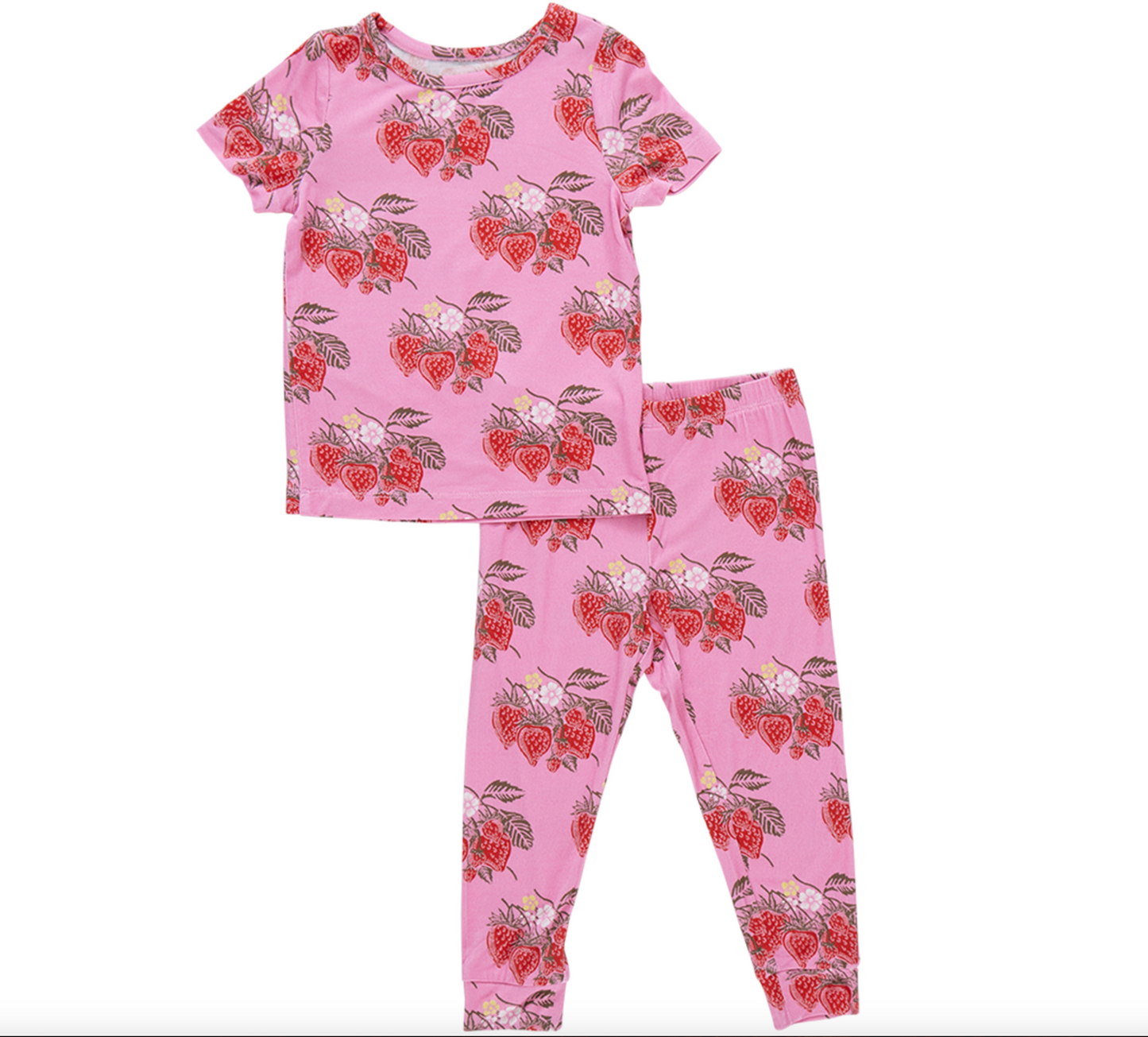 Kids Bamboo PJ Set - Pink Wild Strawberries