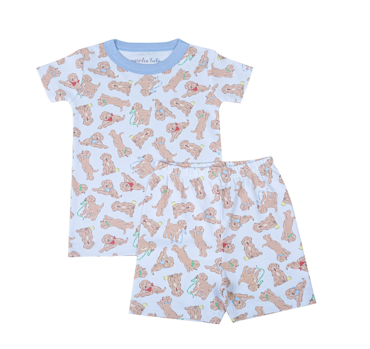 Golden Pup Short Pajamas - Light Blue
