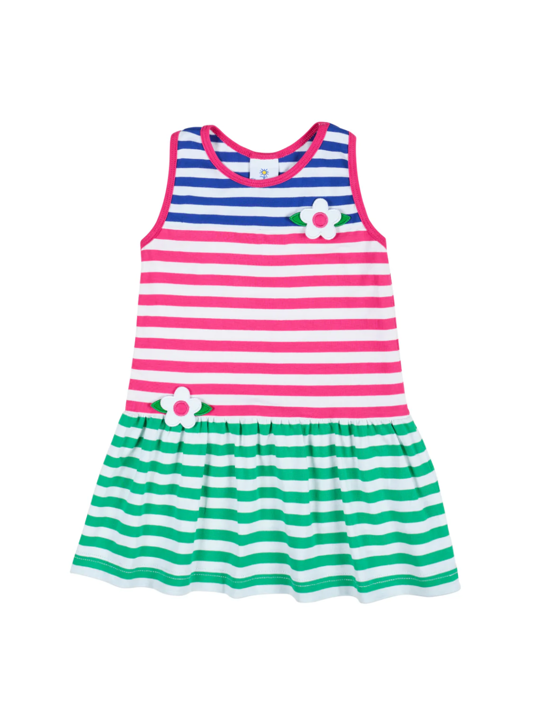 Stripe Knit Dress With Flowers