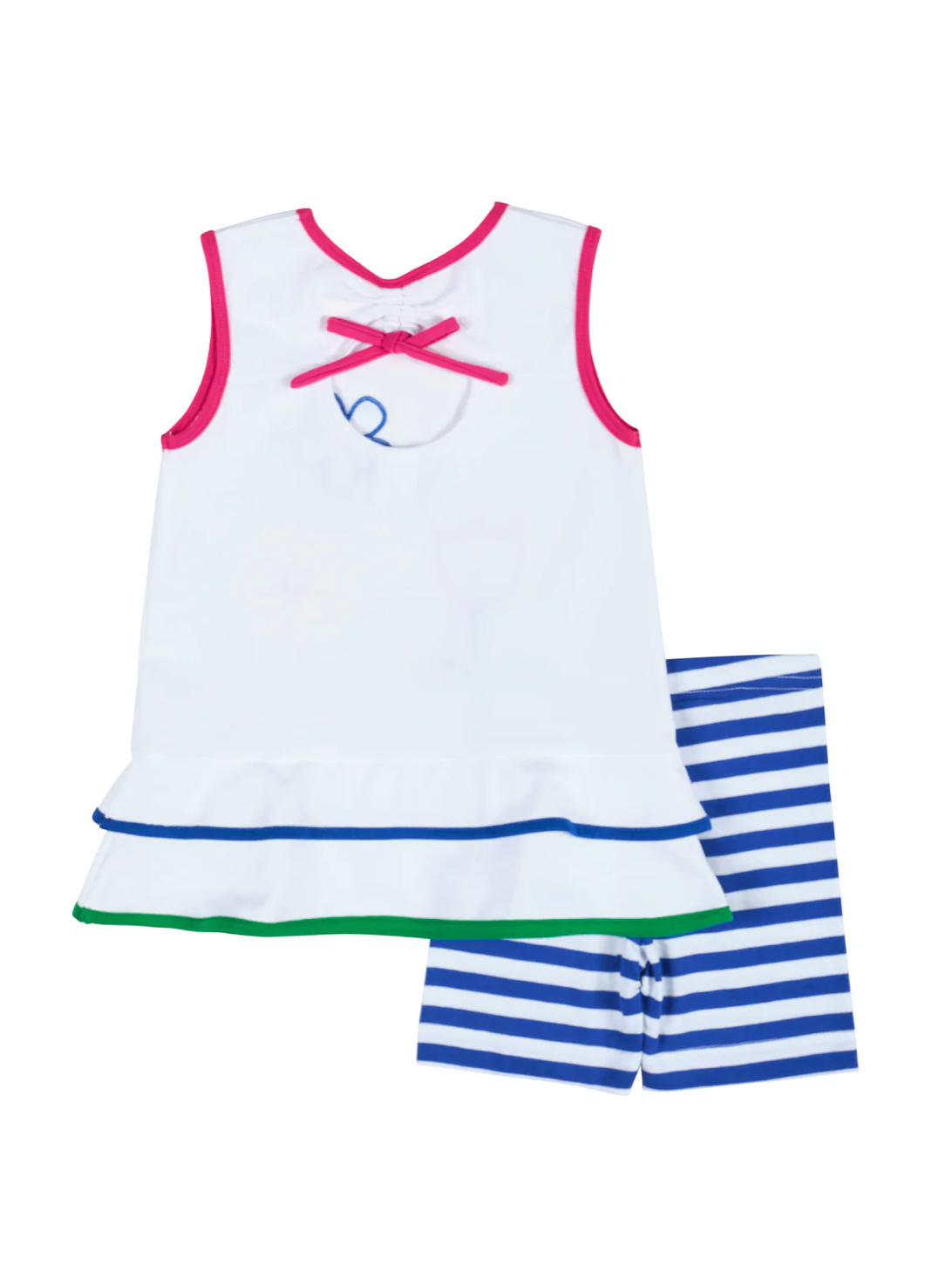Stripe Knit Short Set With Flowers