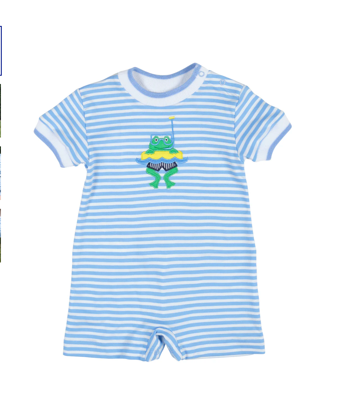 Stripe Knit Shortall With Frog