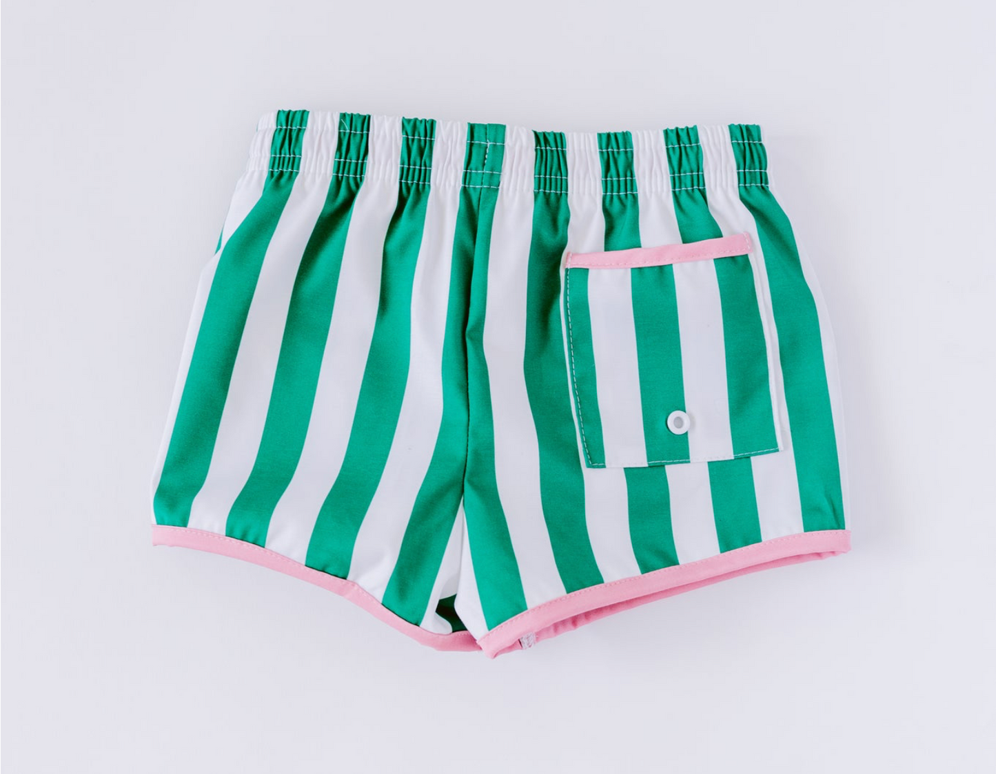 Green Cabana Stripe Swim Trunks