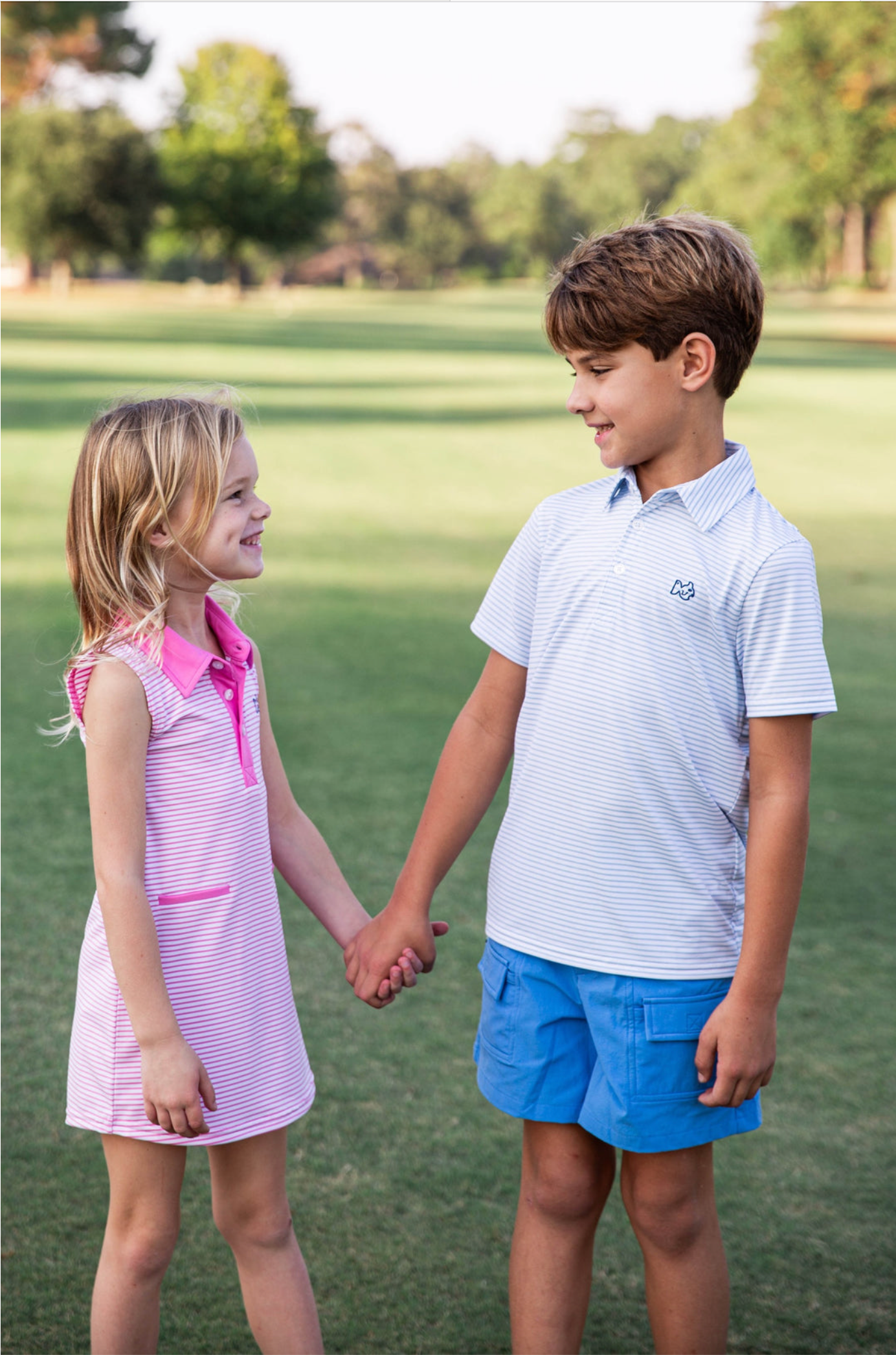 Boys Performance Polo - Sky Blue and White Stripe