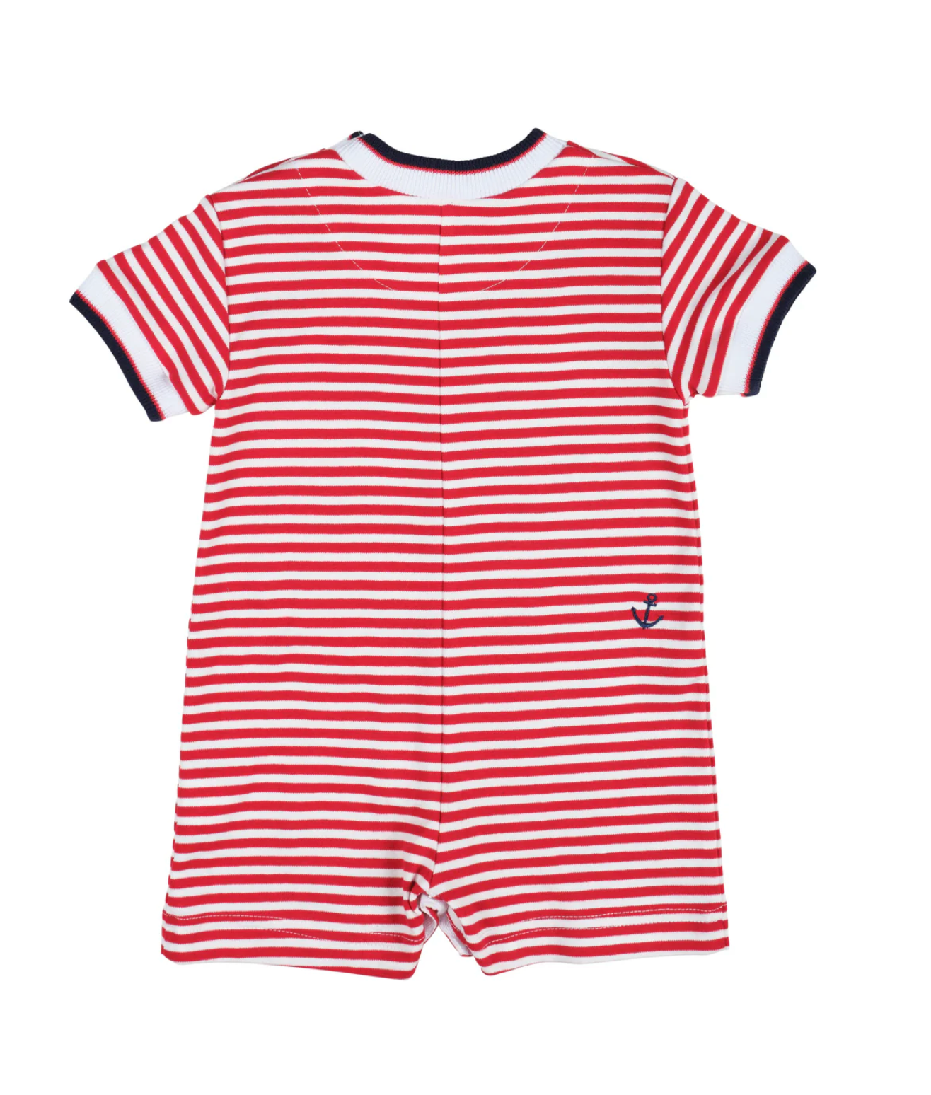 Stripe Knit Shortall With Nautical Embroidery