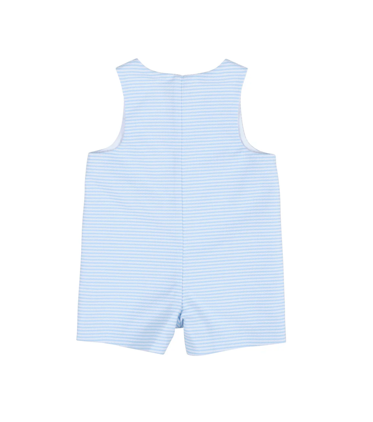 Stripe Birdeye Pique Shortall With Embroidered Trains
