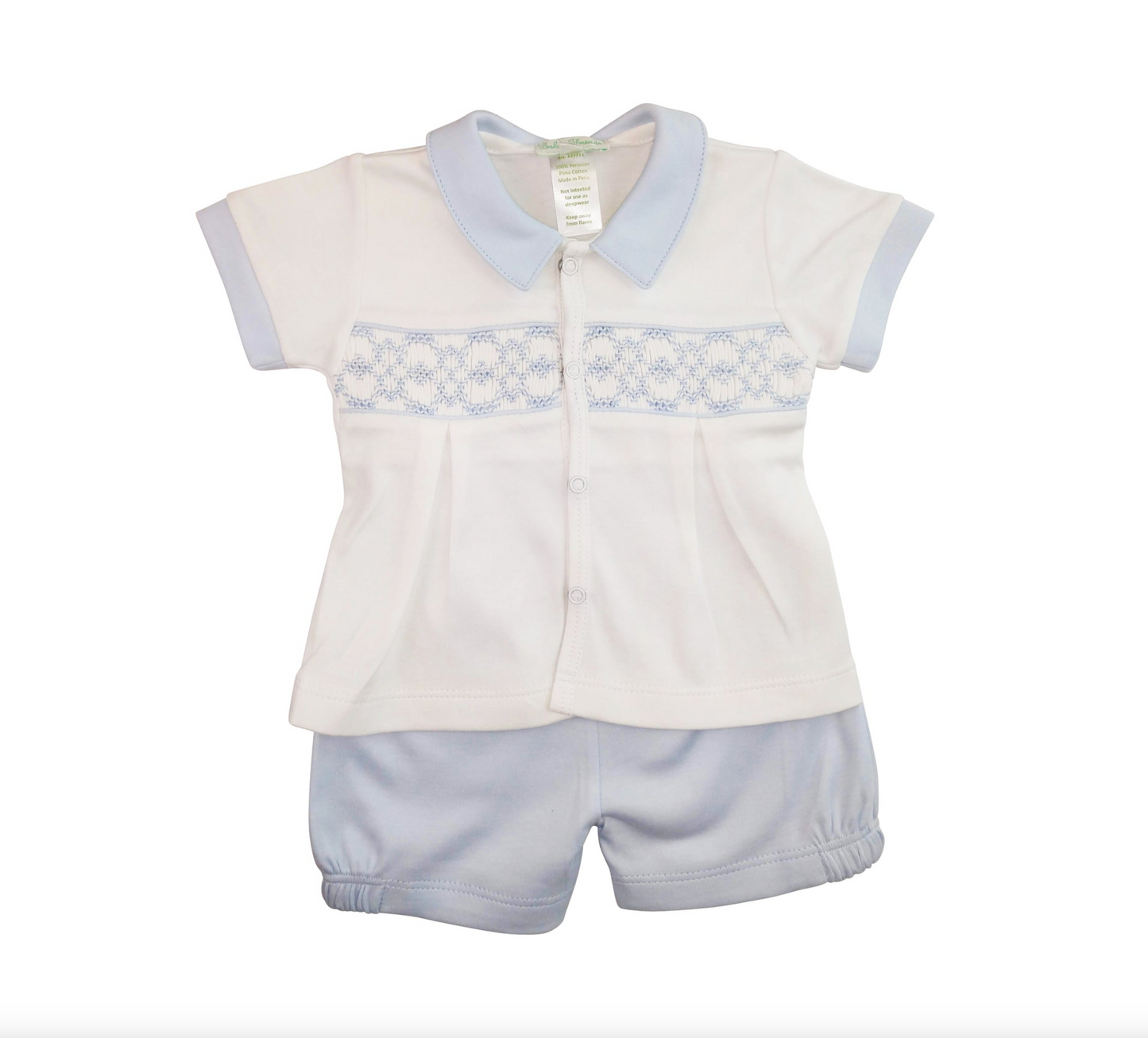 Baby Boy's Blue and White Argyle Diaper Set