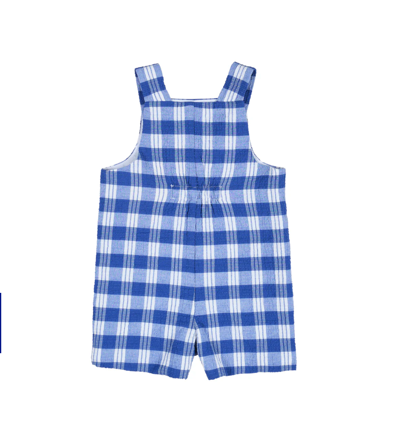 Plaid Seersucker Shortall With Front Pocket
