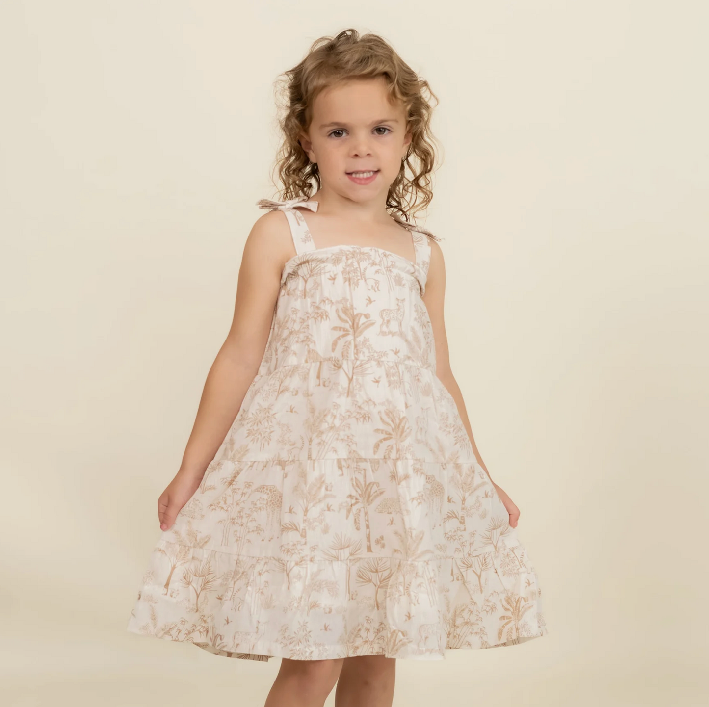 Cotton Tiered Dress - Wild Tropics