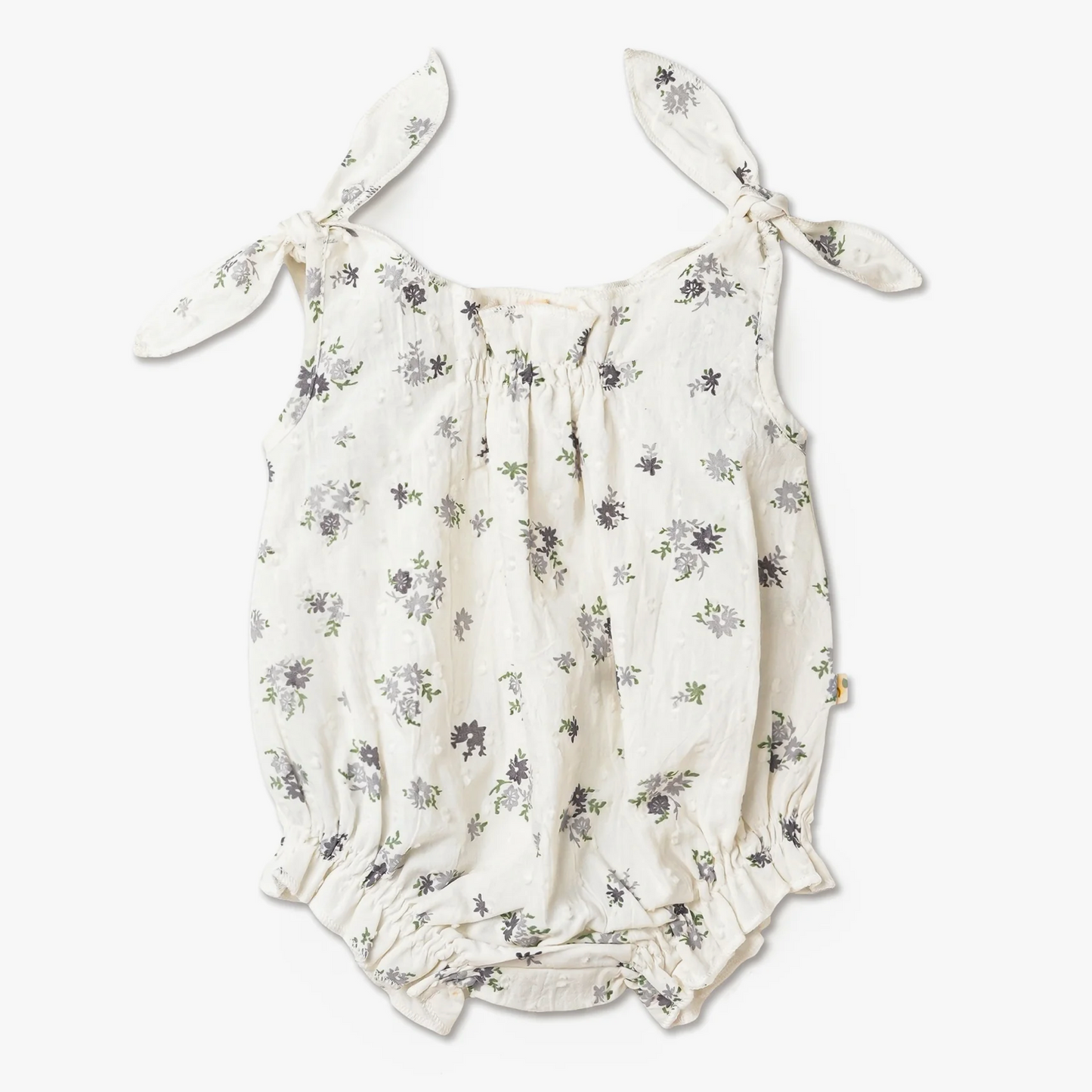 Organic Tie Shoulder Bubble Romper - Pastel Bloom