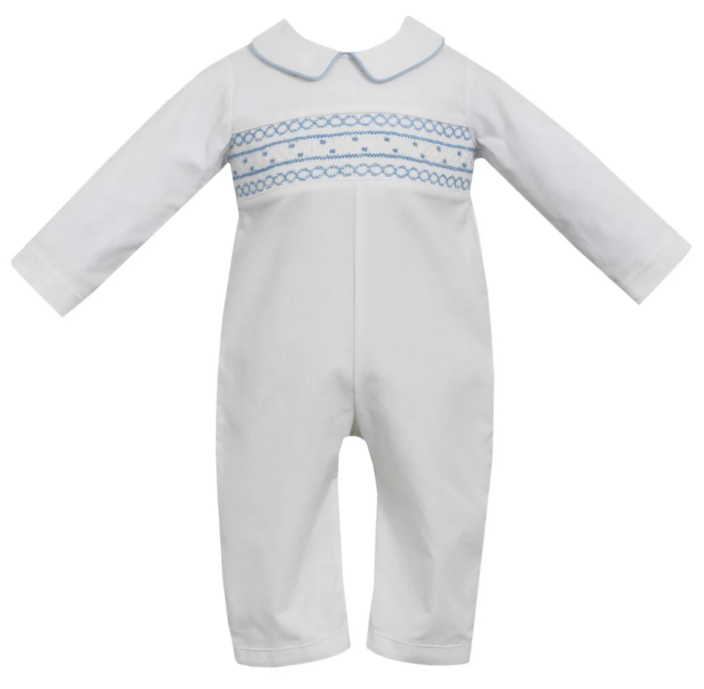 White Corduroy Smocked Romper