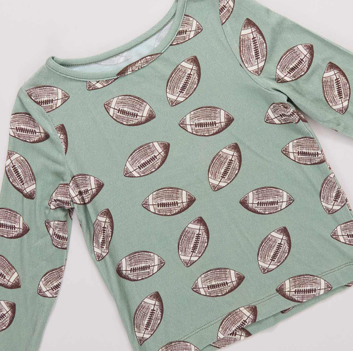 Pink Chicken Kids Bamboo PJ Set - Green Flying Footballs