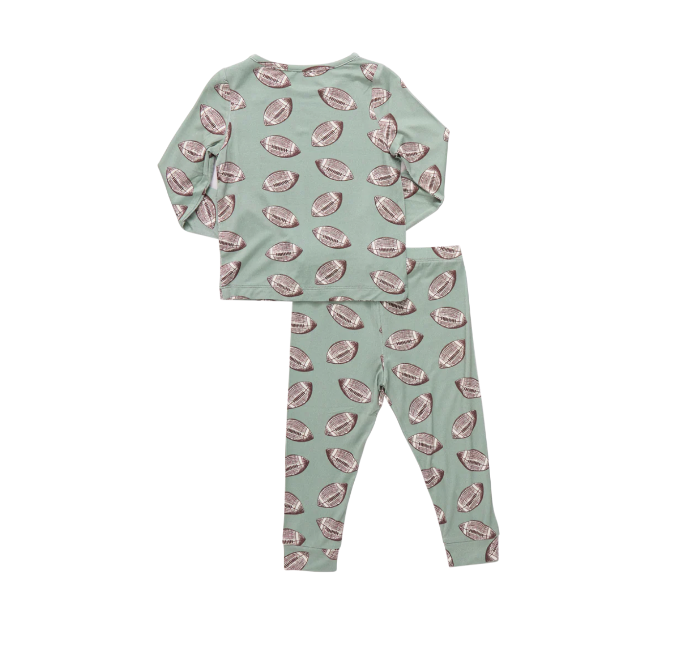 Pink Chicken Kids Bamboo PJ Set - Green Flying Footballs