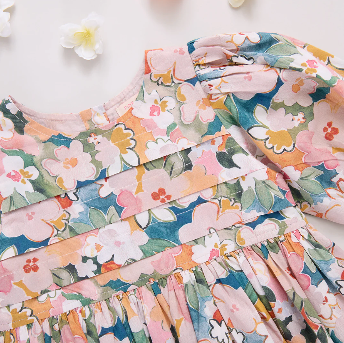 Pink Chicken Girls Evelyn Dress - Watercolor Floral