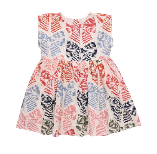 Pink Chicken Girls Adaline Dress - Multi Striped Bows