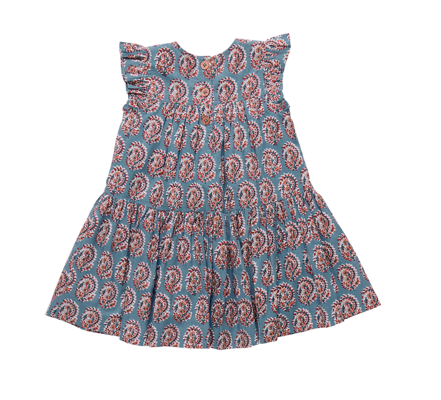Pink Chicken Girls Fiona Ruffle Dress - Blue Paisley