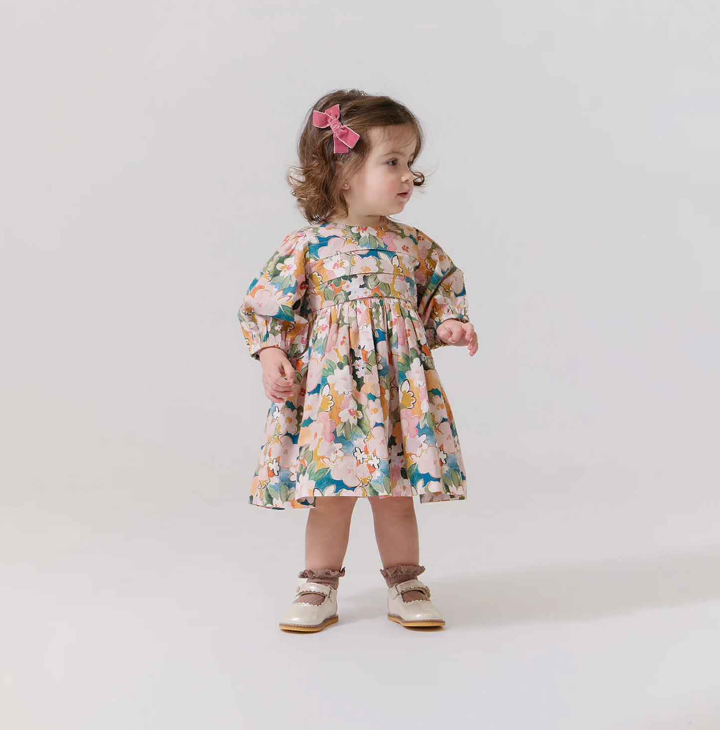 Pink Chicken Baby Girls Evelyn Dress Set - Watercolor Floral