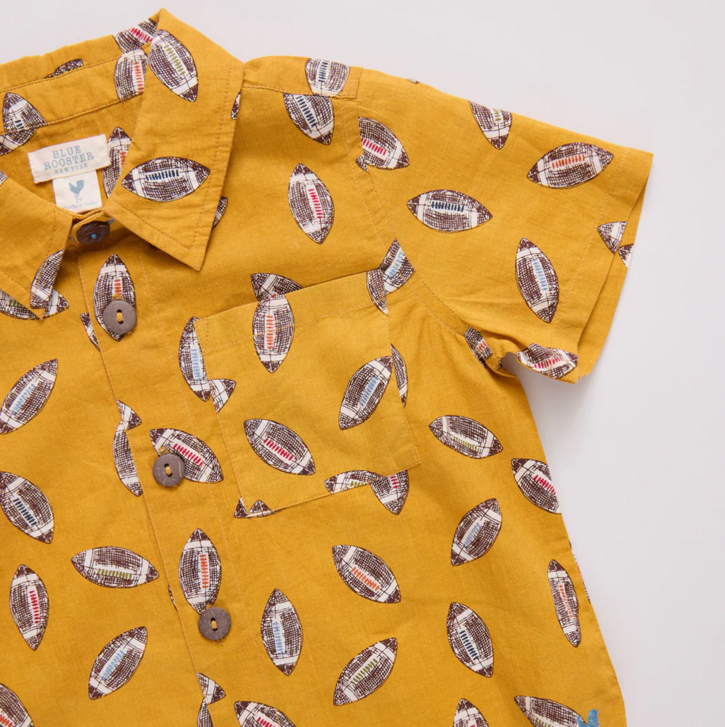 Pink Chicken Boys Jack Shirt - Flying Footballs
