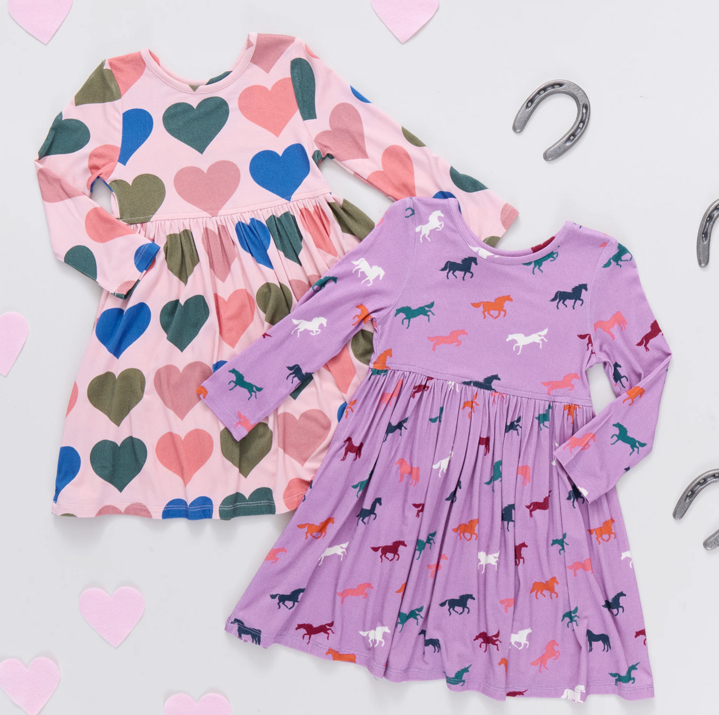 Pink Chicken Girls Bamboo Steph Dress- Lavender Multi Horses