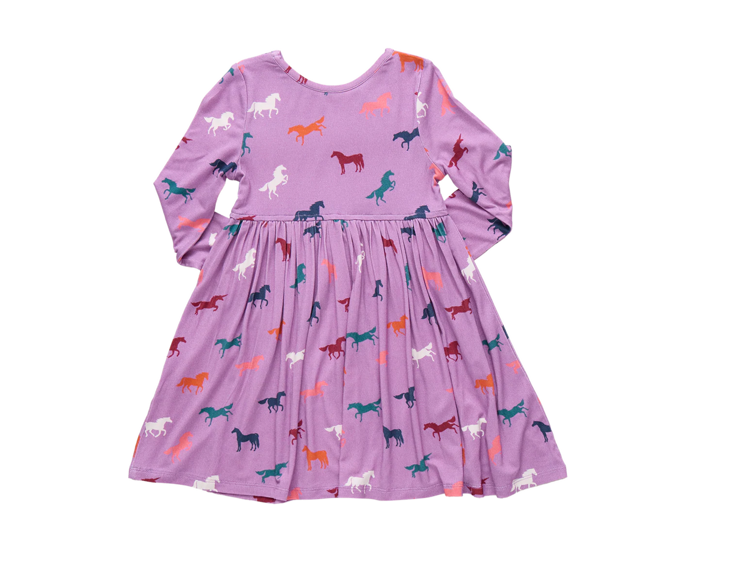 Pink Chicken Girls Bamboo Steph Dress- Lavender Multi Horses