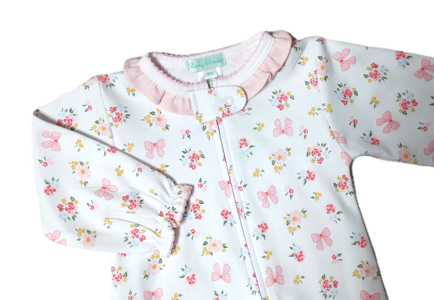 Bows and Flowers Baby Girl Footie