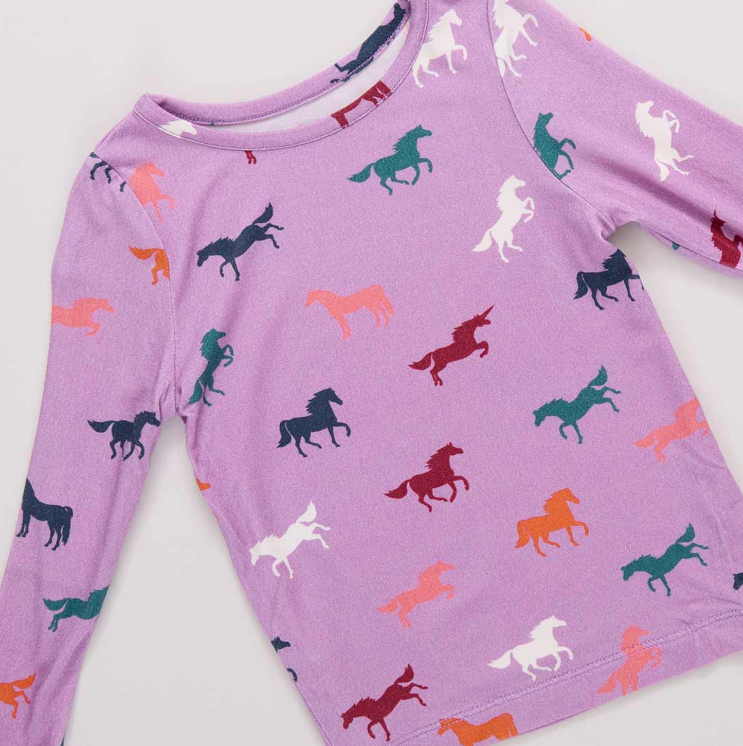 Pink Chicken Kids Bamboo PJ Set - Lavender Multi Horses