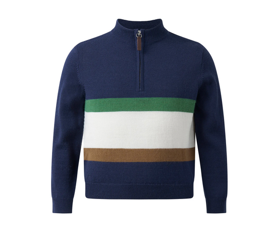 Rachel Riley Stripe Half-Zip Sweater