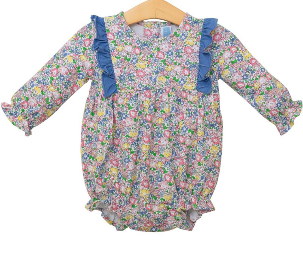 Floral Bubble With Blue Ruffle