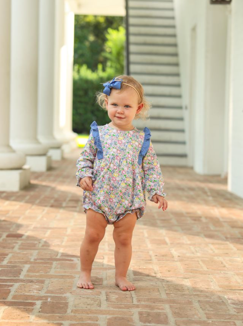 Floral Bubble With Blue Ruffle