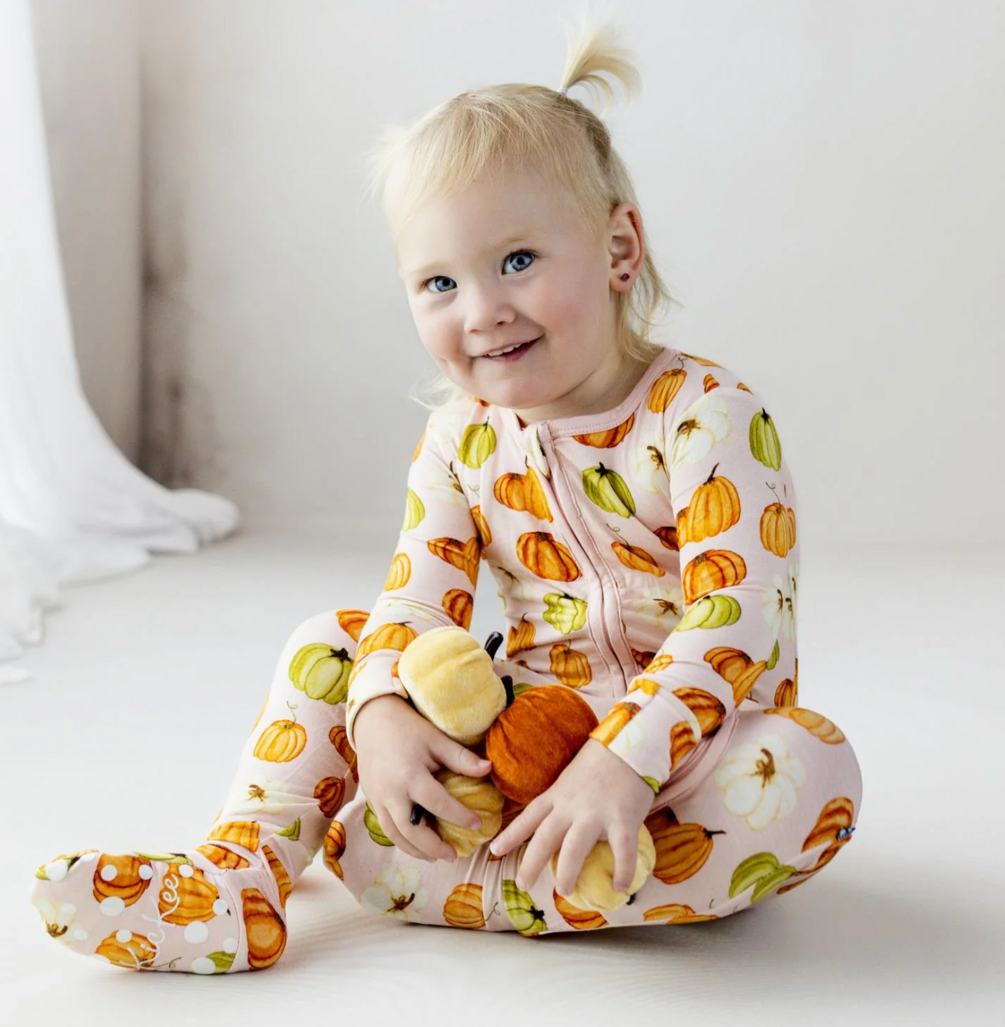 KicKee Pants Footie in Baby Rose Rumpkin Patch