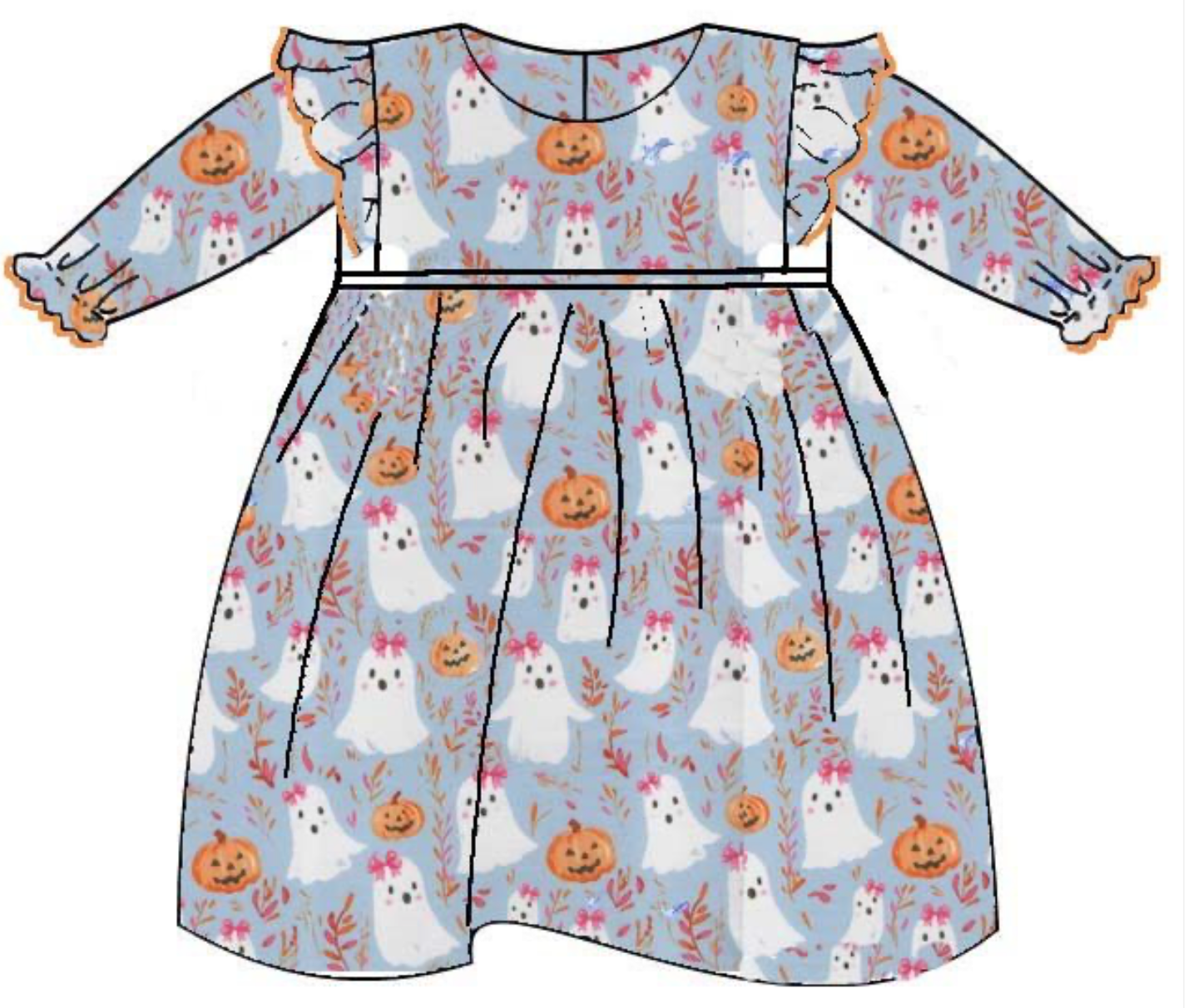 Halloween Ghost Print Dress