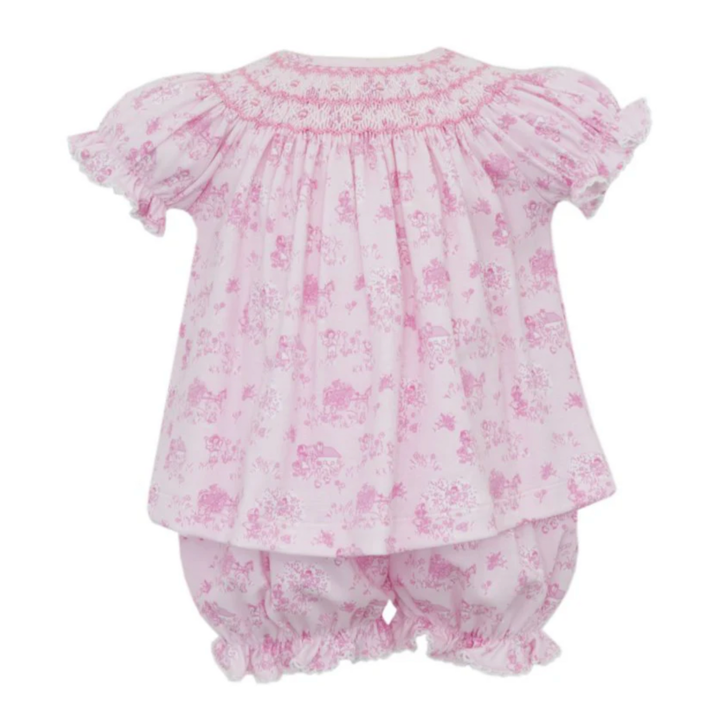 Pink French Toile Knit Bloomer Set