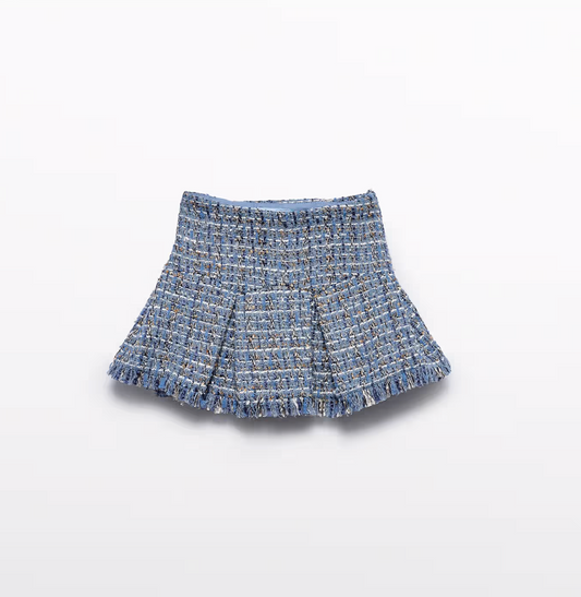 Abel & Lula Sky Blue Tweed Skirt