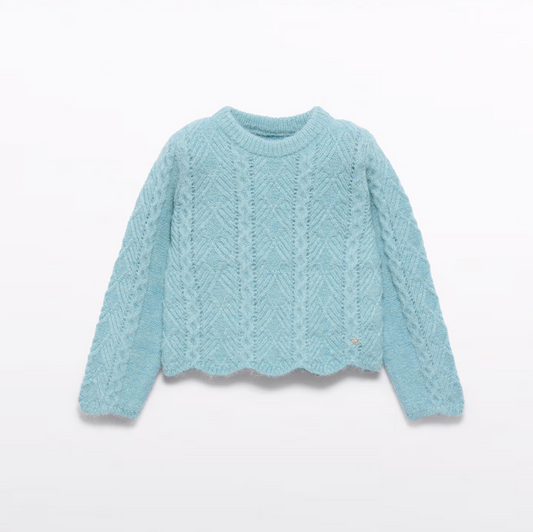 Openwork Knit Sweater - Water