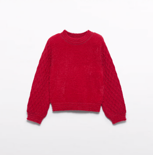 Abel & Lula Girl Fuzzy Sweater Red