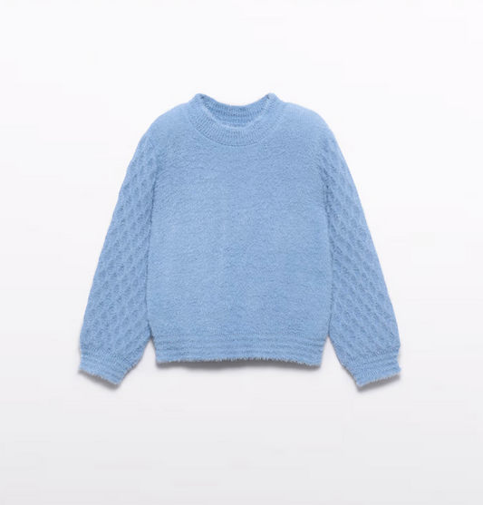 Abel & Lula Girl Fuzzy Sweater Sky Blue