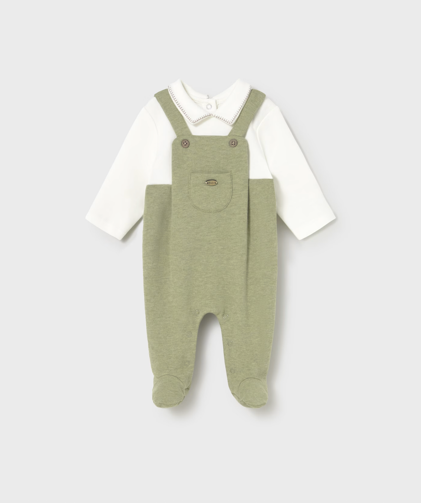 Baby Boy Collard One Piece - Basil