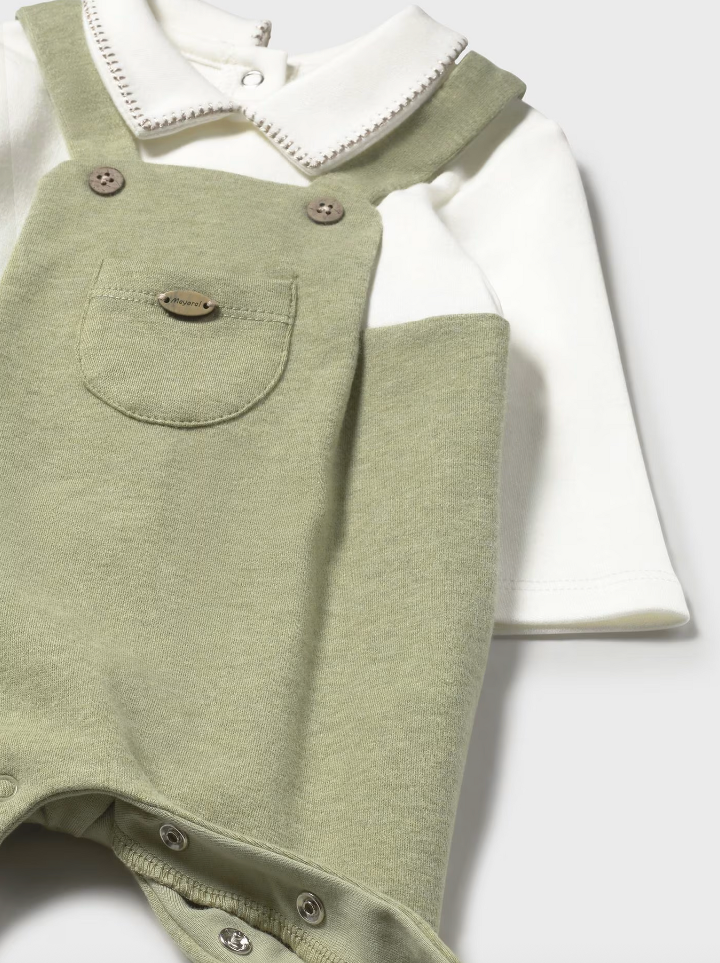 Baby Boy Collard One Piece - Basil