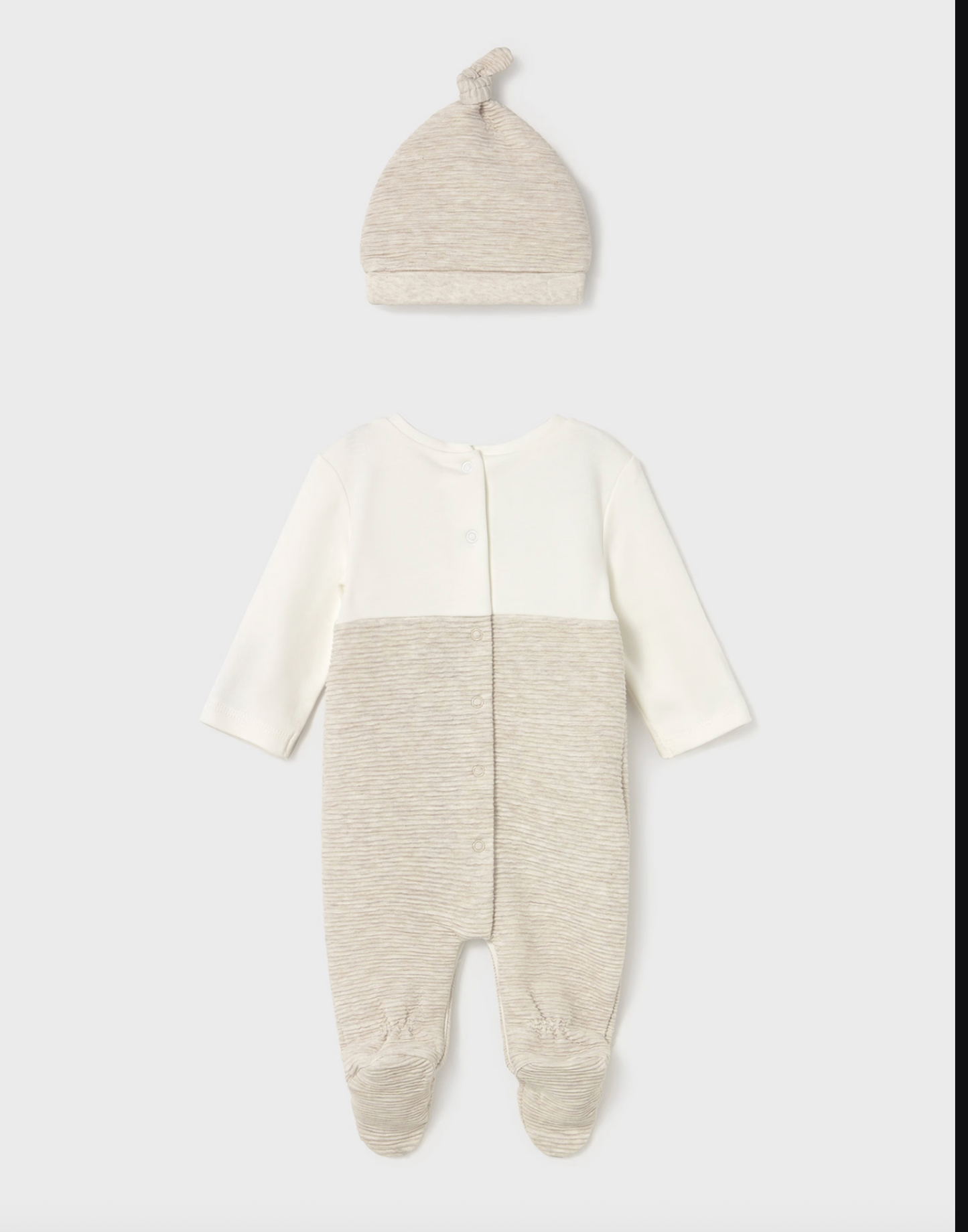 Baby Boy One Piece With Hat - Milk/ Heather