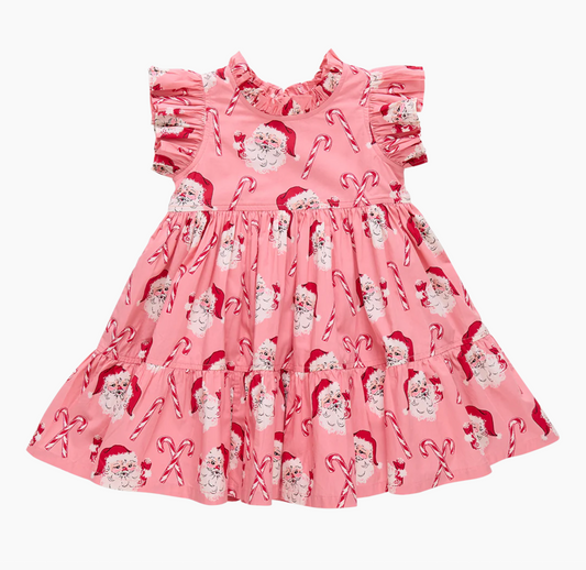 Pink Chicken Girls Jennifer Dress - Pink Candy Cane Santa