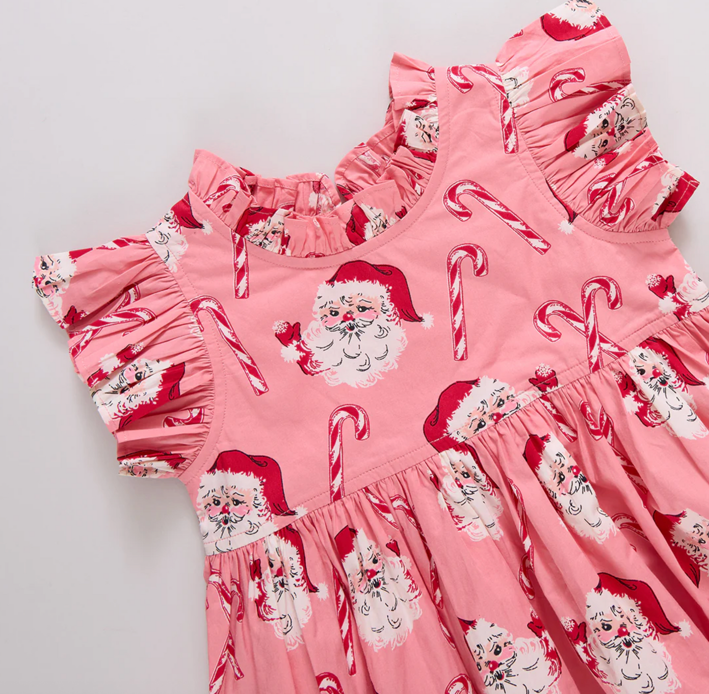 Pink Chicken Baby Girls Jennifer Dress Set - Pink Candy Cane Santa