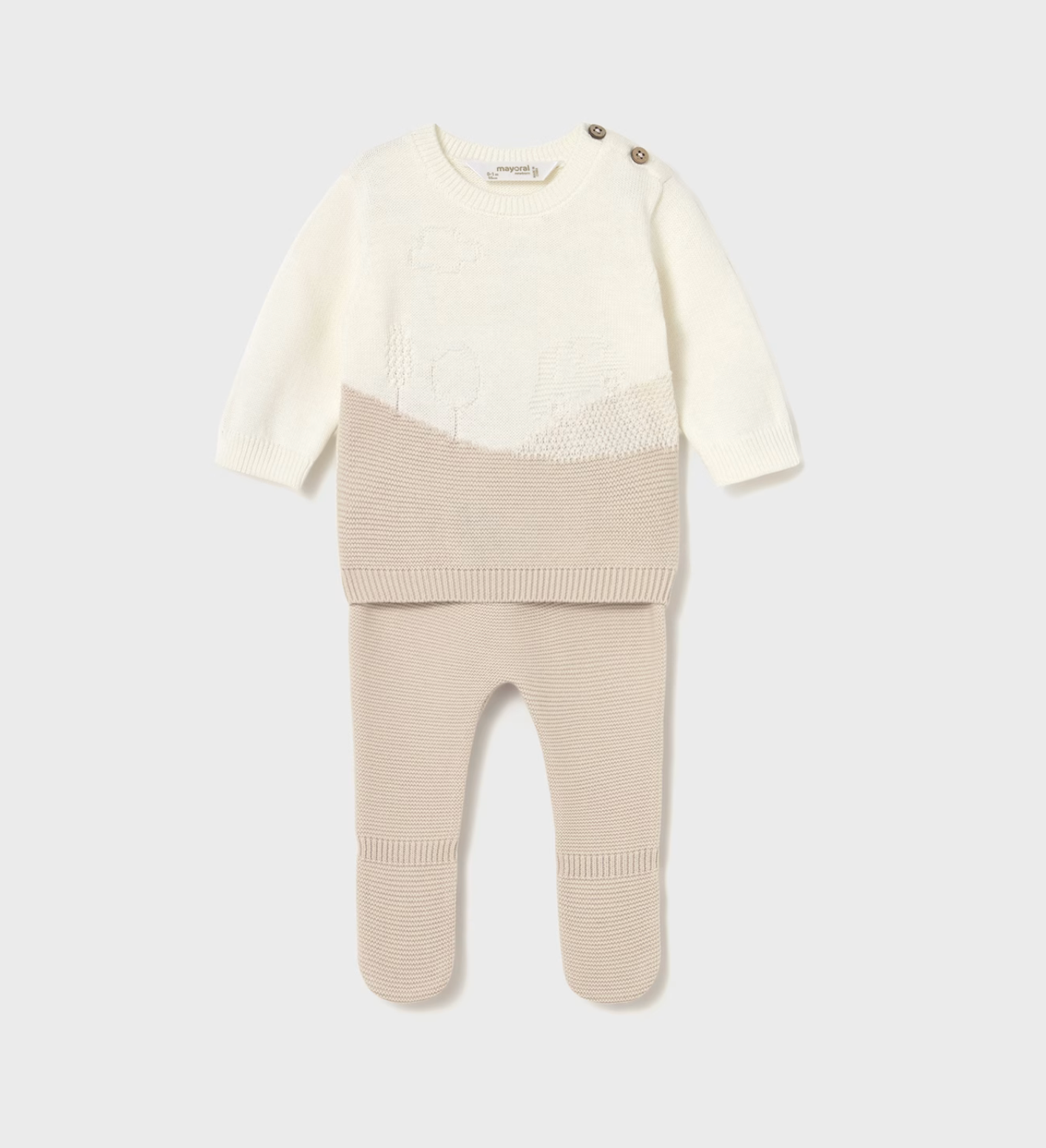 Baby Boy Knit Pants and Sweatshirt Set - Soy