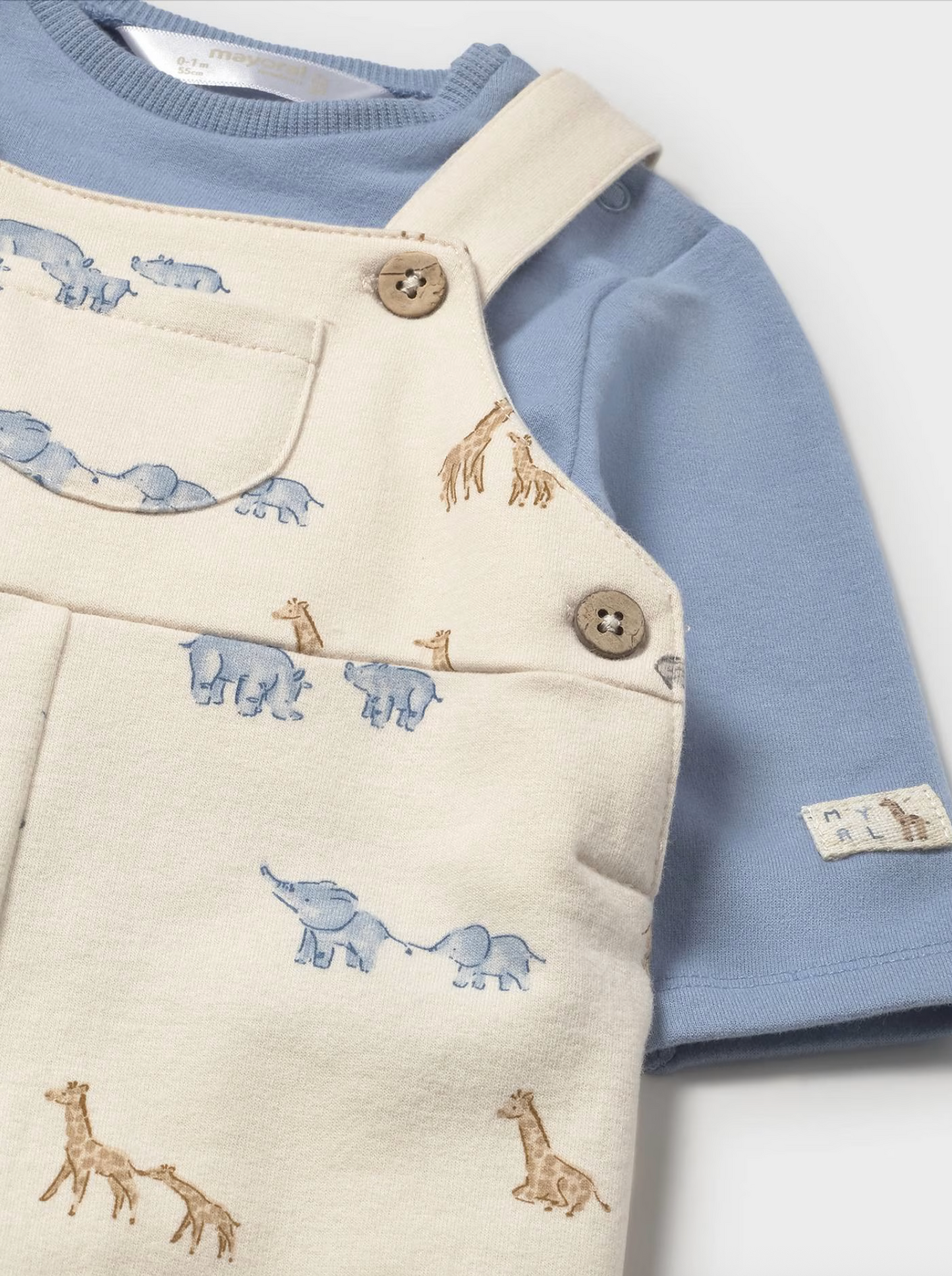 Baby Boy Printed Dungaree and T-Shirt - Blue Bell